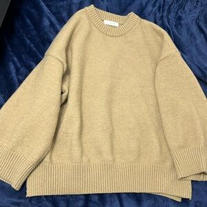 LASSONG Korea Loose Fit Oversized Sweater Wool Beige Sweater